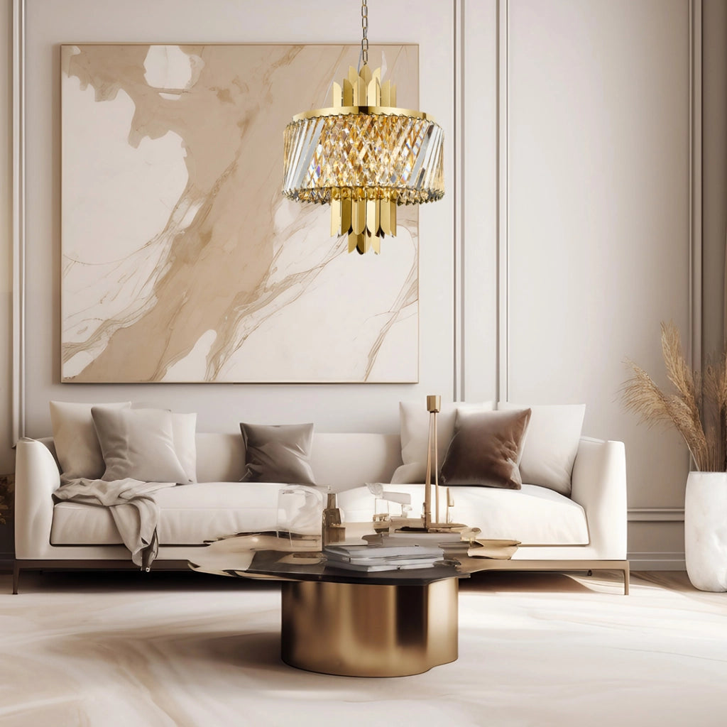 Lampadario cristallo oro glamour Margot 6xE14 40W Milagro