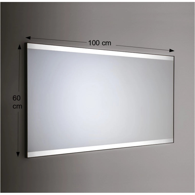 Specchio da Parete Retroilluminato a LED Rettangolare 100X60 cm spessore 4 mm Cornice Bianco
