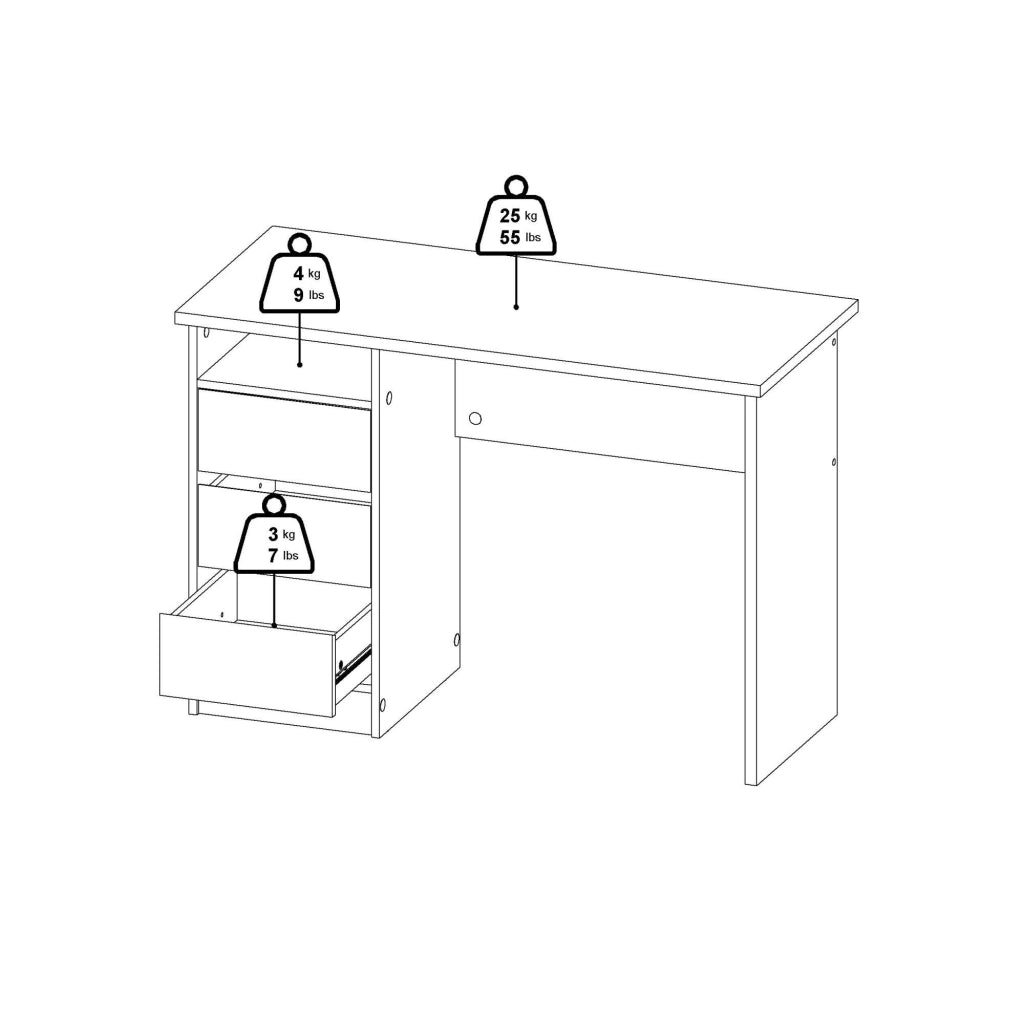 Scrivania Huaning, Scrittoio multiuso, Tavolo per ufficio porta PC, Piano di lavoro, 110x49 h76 cm, Rovere