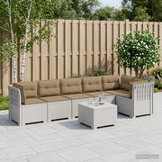 Divano da Giardino 6 Posti con Cuscini Aspetto Rattan PP Bianco 3444132