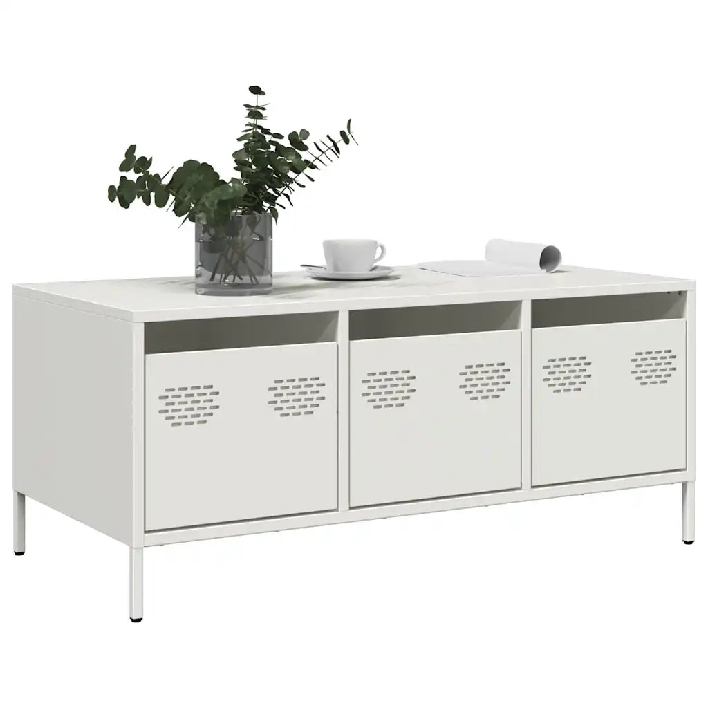Tavolino da salotto | Tavolino da caff¨¨ | Tavolino da Soggiorno Bianco 101,5x50x43,5 cm in Acciaio Laminato a Freddo