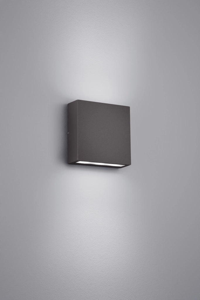 Applique Led Parete Esterno Quadrata Doppia Luce Antracite H14 Thames GD Trio