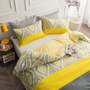 Dekbedovertrek Gele Olijftakken Afdrukken 240x220 cm in Microvezel, Set Bedlinnen con Ritssluiting, con 2 Coperte per Cuscini 50x75 cm