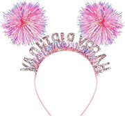 Corona di compleanno fascia capelliera - Rosa - Ragazze - Glitter - Fascia capelliera - Decorazioni per feste - Regali divertenti