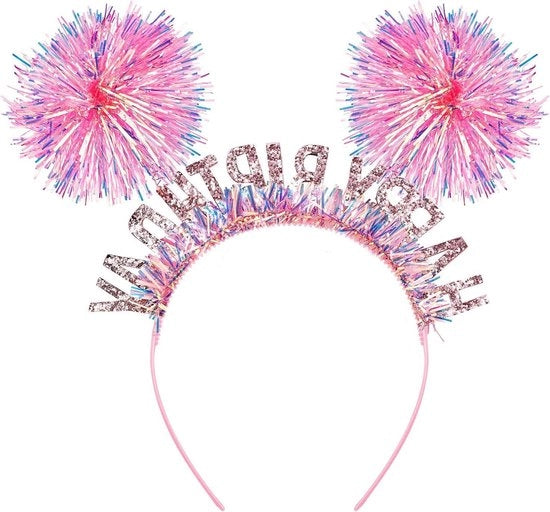 Corona di compleanno fascia capelliera - Rosa - Ragazze - Glitter - Fascia capelliera - Decorazioni per feste - Regali divertenti