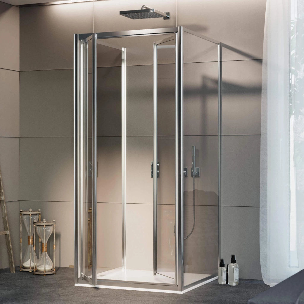 Box Doccia 3 lati 2 Ante Battenti in Cristallo Trasparente 4-6mm H185 Fosterberg Skagen 70x100 cm