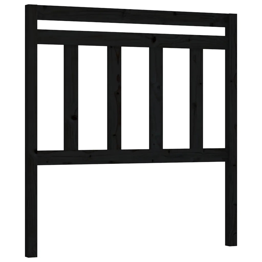 Testiera per Letto Nera 96x4x100 cm in Legno Massello di Pino 814078
