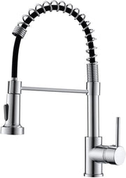 Kraan per cucina in acciaio inox con spirale, rubinetto con bocchetta a spirale 360° girevole con due uscite - alta pressione