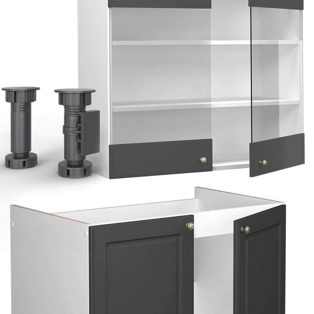 Cucina componibile Fame-Line Antracite-oro/Bianco 200 cm, PL Rovere Vicco