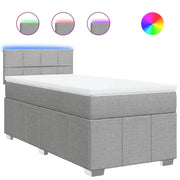 Letto singolo | Letto per adulti | Giroletto a Molle con Materasso Grigio Chiaro 90x200 cm Tessuto