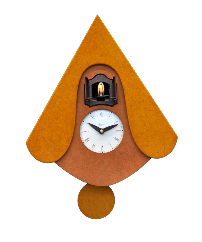 Orologio con cucù New W con cassa in mdf e tetto Made in Italy