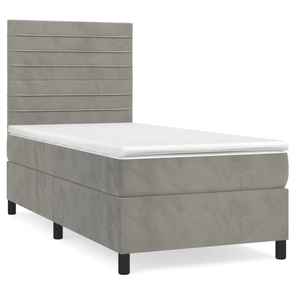 Giroletto a Molle con Materasso Grigio Chiaro 90x200 cm Velluto 3143061