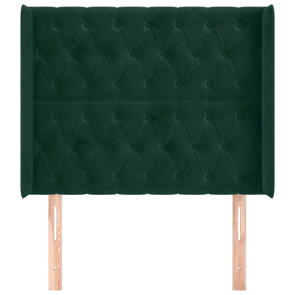 Testiera | Testata ad Orecchio Verde Scuro 93x16x118/128 cm in Velluto
