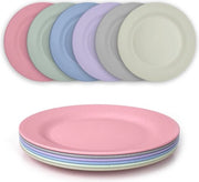 Set di piatti, 6 pezzi, 28 cm grandi, resistenti, piatti in plastica riciclabili, piatti da campeggio, leggeri, in plastica, BPA-free, resistenti al microonde, resistenti alla lavastoviglie, colorati
