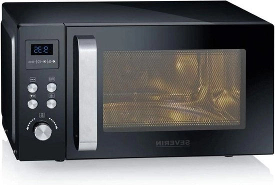 Grill a 3 in 1 magnetron con funzione di ventilazione fino a 200 °C funzione di preiscaldamento del miniovenno rivestimento antiscuocco panno da pizza nero codice prodotto MW 7752 nero