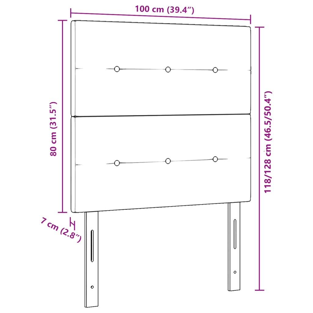 Testiera  Imbottita a Bottoni Panna 100 cm in Tessuto