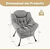 Poltrona Relax, Poltrona da Lettura con Cuscino, Elegante con Schienale e Seduta Imbottiti, Braccioli e Tasca di Stoccaggio, Portata 150 kg (Senza Pouf, Cashmere Grigio)