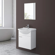 Mobile bagno sospeso 55 cm bianco completo di lavabo e specchio Desya
