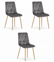 Sedia Valora TYRA in velluto grigio scuro con gambe in legno x3