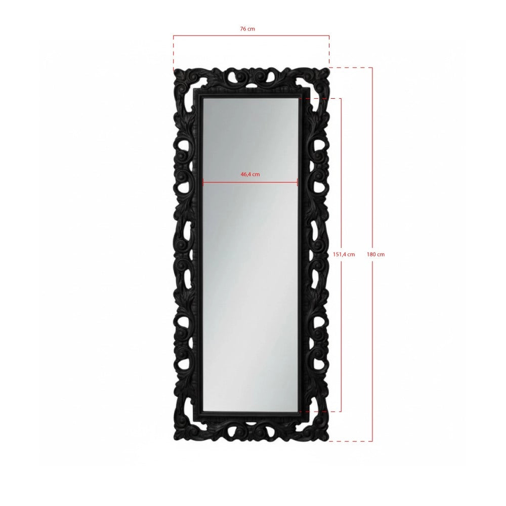 Specchiera Anna 76x180 cm. colore nero lucido