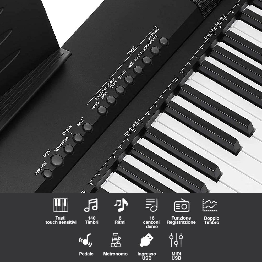 Tastiera Musicale 88 Tasti Pesati Professionale Pianola Pianoforte con Pedale