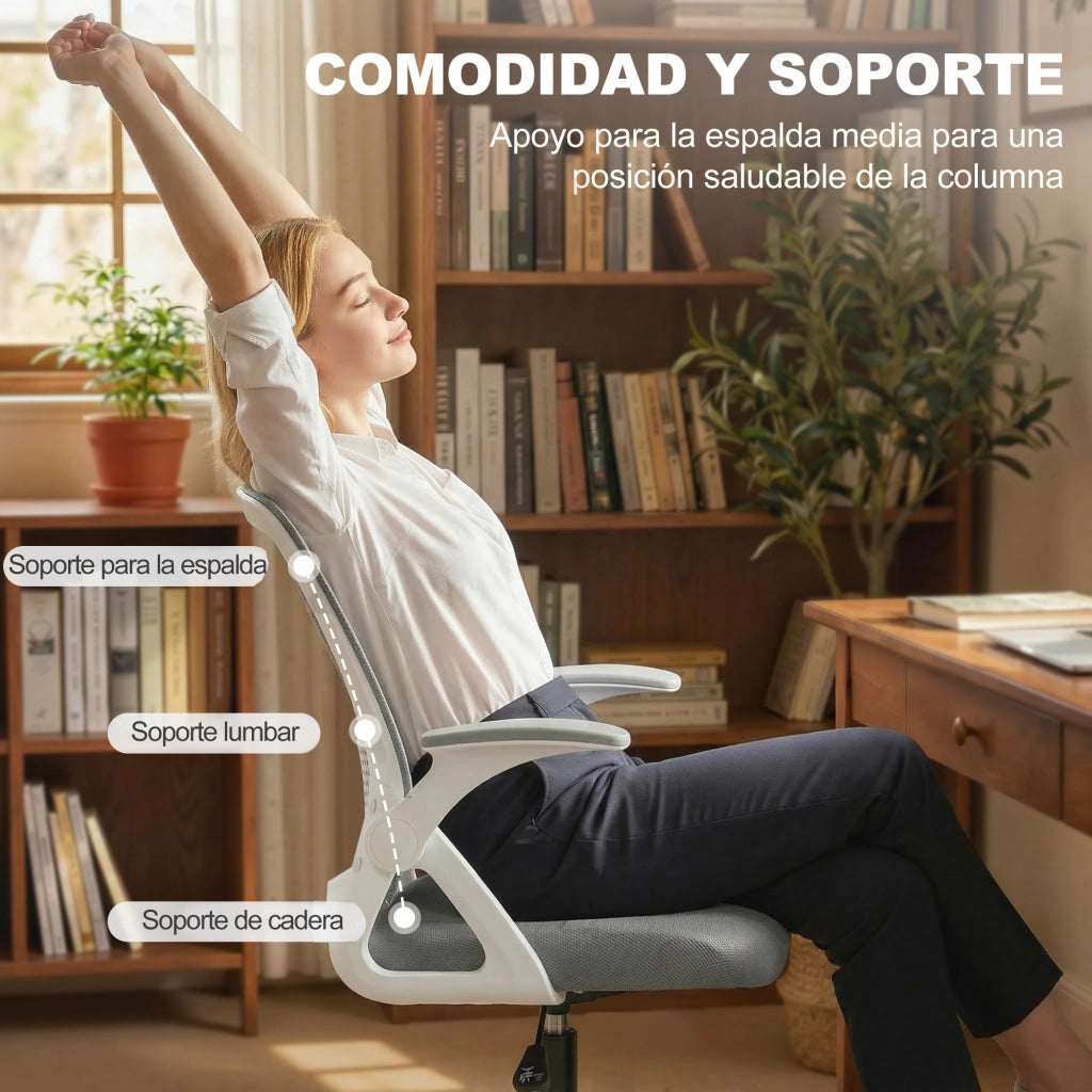Sedia da ufficio in rete con braccioli regolabili e poggiapiedi ¨C Minimal ¨C Grigio