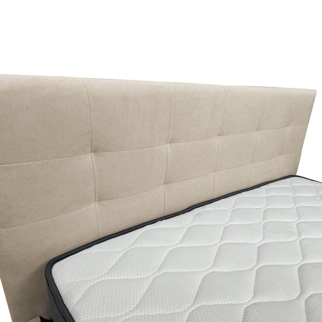 Letto contenitore singolo 80x190 cm con rete ortopedica a doghe, tessuto Enjoy, made in Italy - 02 Camel