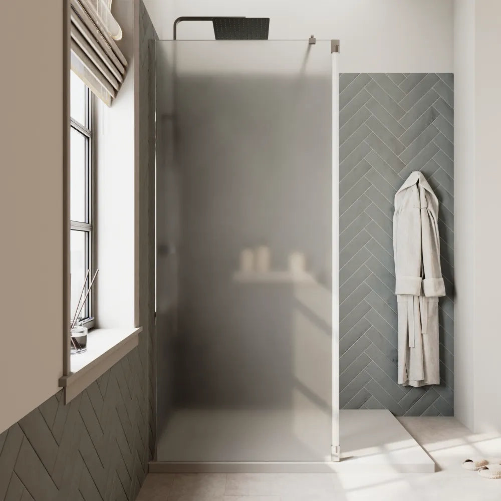 Doccia walk-in 90cm + anta 30cm vetro 8mm opaco profili cromo | Keros