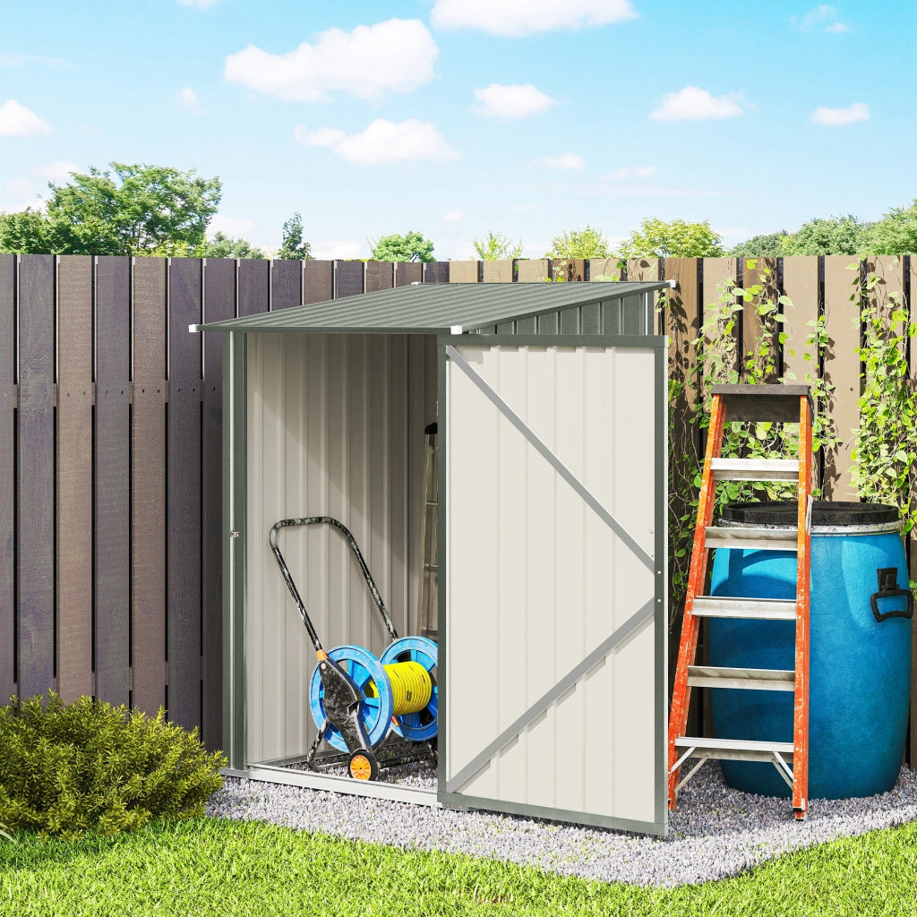 Casetta Box da Giardino Porta Attrezzi 100x104x160 cm con Porta a Battente in Acciaio Galvanizzato Argento