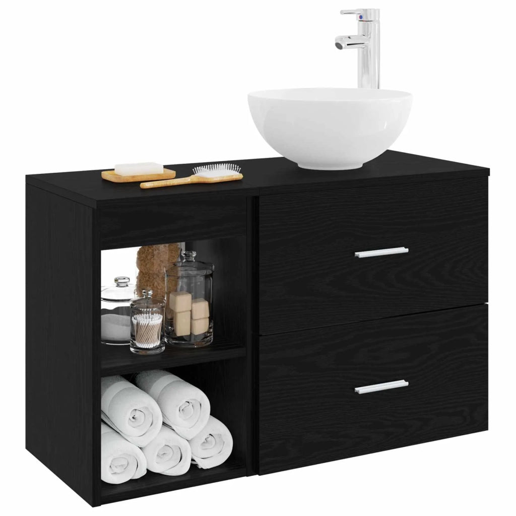Set di mobili per il bagno 2 pcs Rovere Nero 3403873