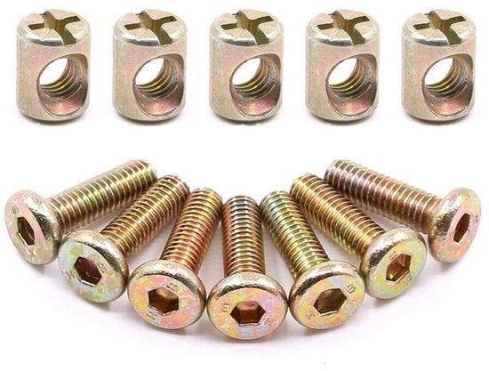 Set di viti a testa hex per molettoni a 6 mm - 15 pezzi - verniciate - con chiave a stella - testa piatta - ideale per progetti di DIY - viti a testa hex