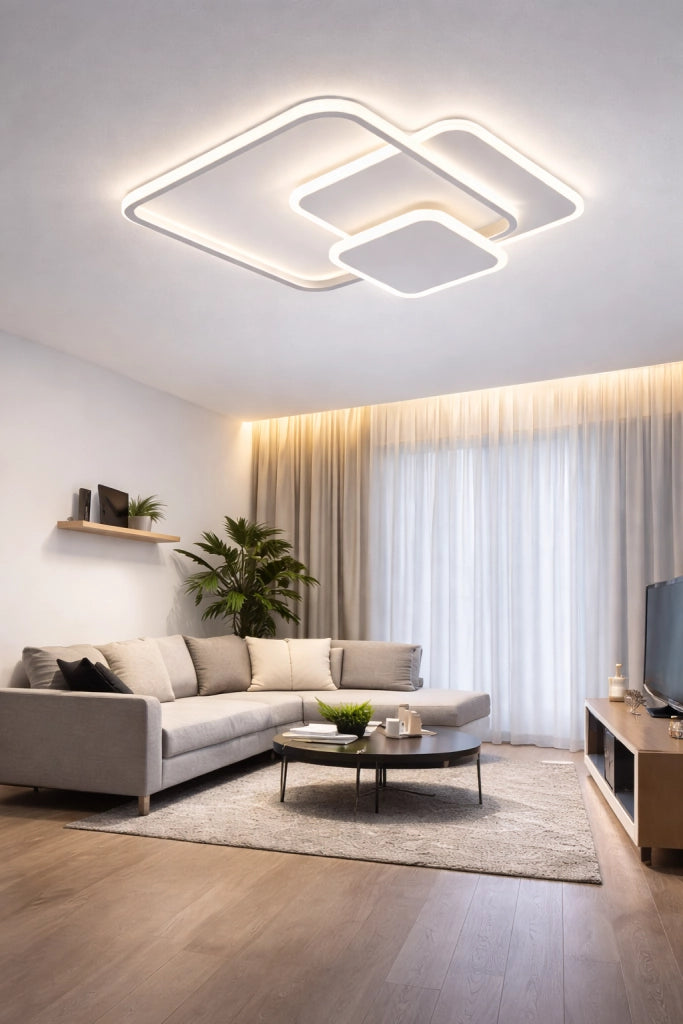 Plafoniera LED 48W Moderna Quadrata Bianco, 3840 Lumen, CCT Switch 3000K 4000K 6500K, Soffitto Interno IP20, Luce Diffusa 270°