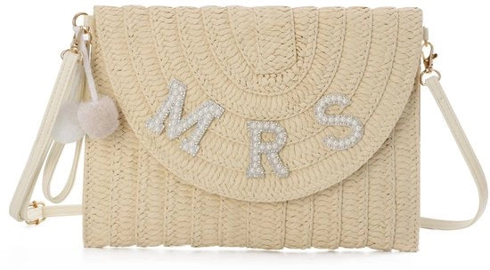 Borsa a Mano per Donna Borsa da Spiaggia in Pizzo Borsa da Sposa Borsa da Viaggio, Beige