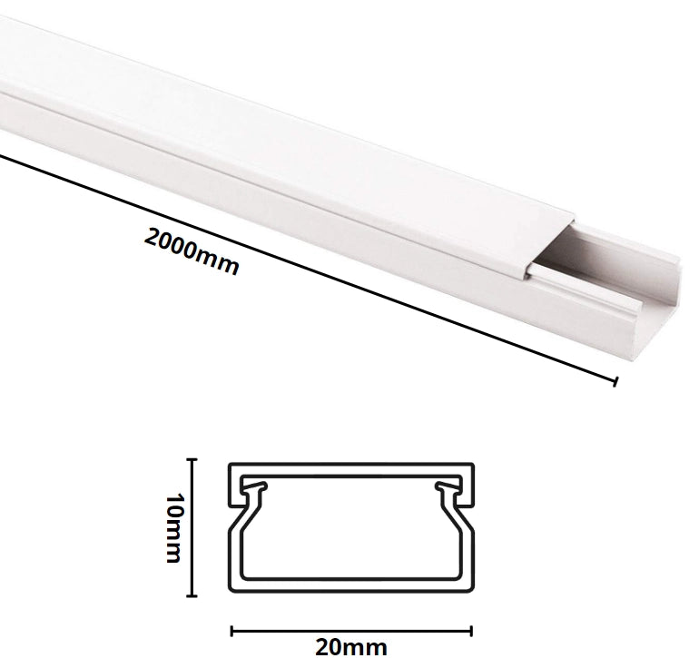 Canale bianco portacavi pvc rigido autoestinguente 20x10mm barra 2 metri