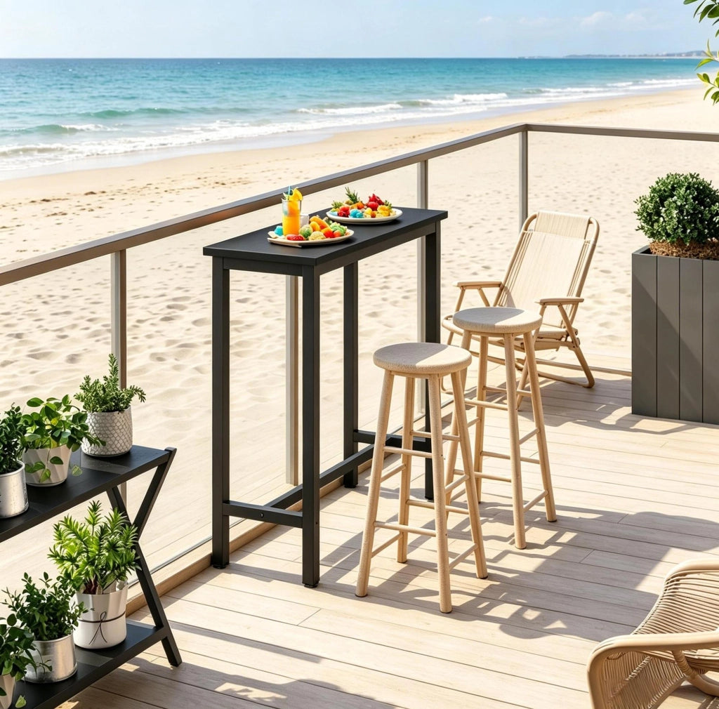 Tavolo bar industriale nero 100x40x100 cm