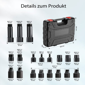 Estrattore iniettori, kit estrattori iniettori, set con 21 pezzi e custodia, estrattore pneumatico per iniettori diesel