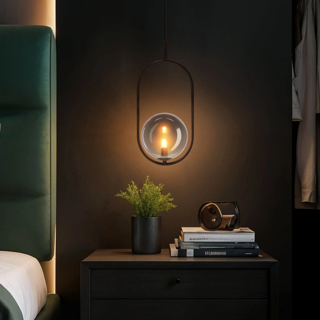 Lampada a sospensione CORDEL nera vetro grafite G9 Candellux
