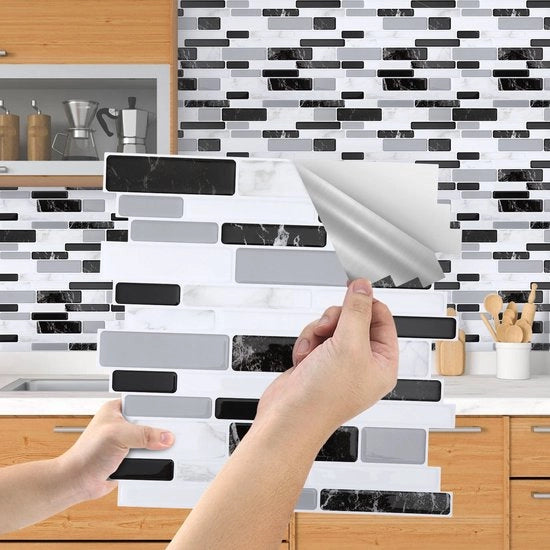 Sticker mosaico 3D nero-grigio – Facili da pulire