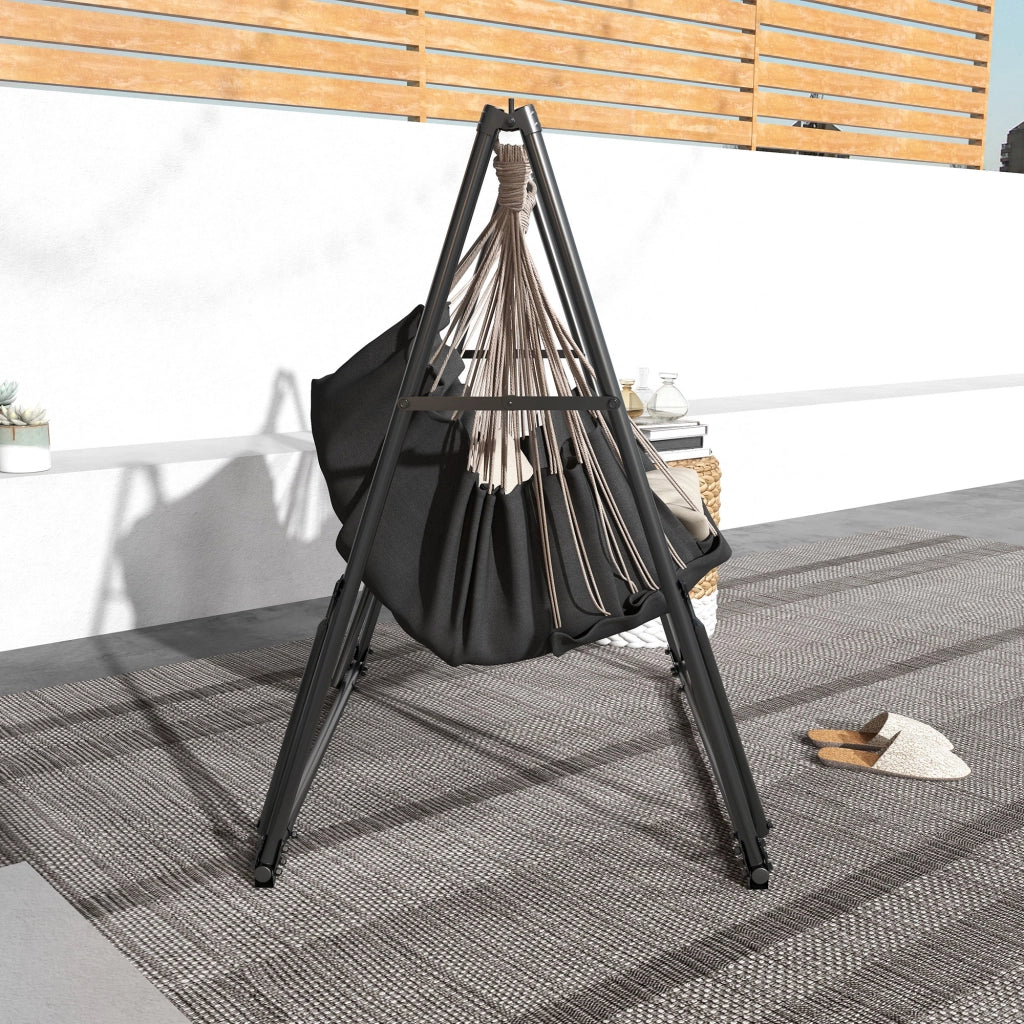 Supporto per Amaca Pieghevole 2 in 1 con Sedia a Dondolo ¨C Zephmum ¨C Struttura in Metallo Nero