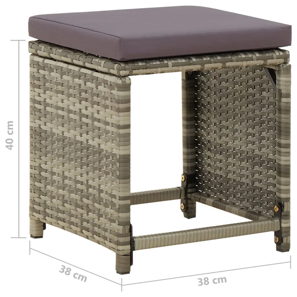 Sgabelli da Giardino 4 pz con Cuscini in Polyrattan Grigi 316873