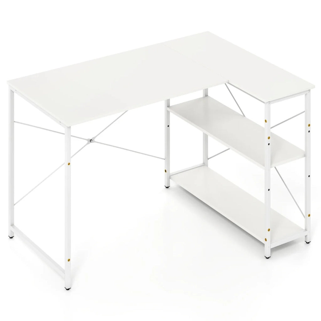Scrivania per computer a L con contenitore reversibile 118 x 86 x 74 cm comfort ergonomico stile moderno legno bianco 20_0010872