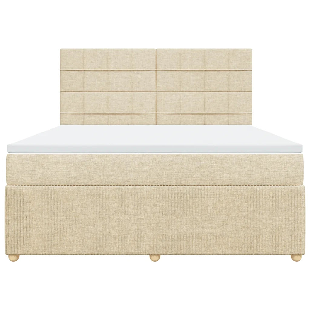 vidaXL Giroletto a Molle con Materasso Crema 180x200 cm in Tessuto