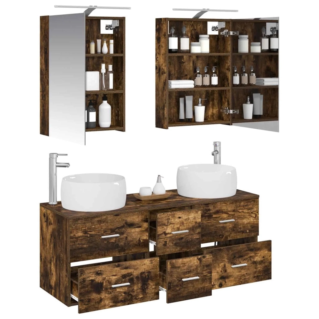 Set di mobili per il bagno 5 pcs Rovere Fumo 3407035
