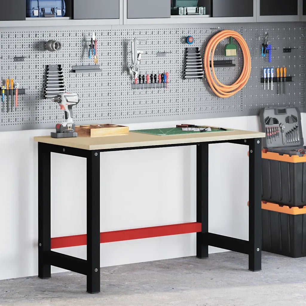 Telaio per Banco da Lavoro in Metallo 120x57x79 cm Nero e Rosso CFW4049434