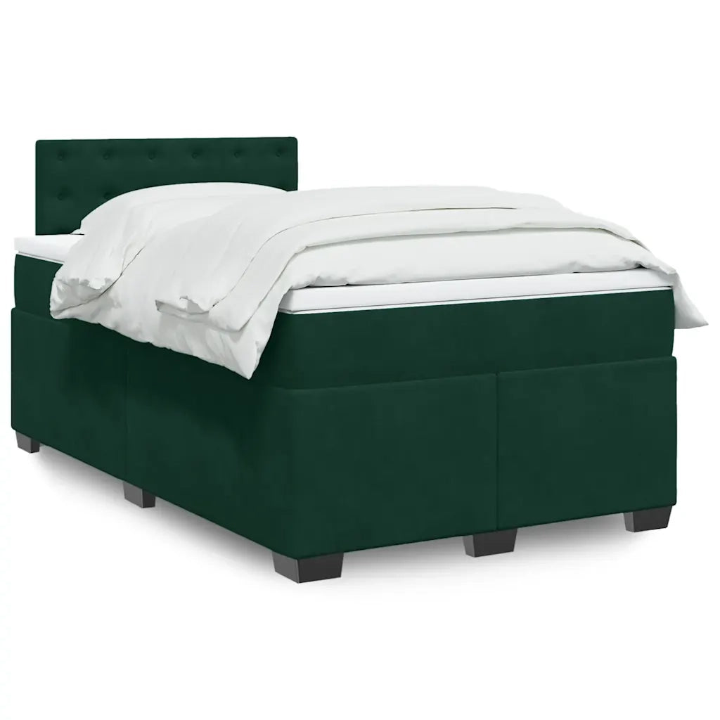 Giroletto a Molle con Materasso Verde Scuro 120x200 cm Velluto