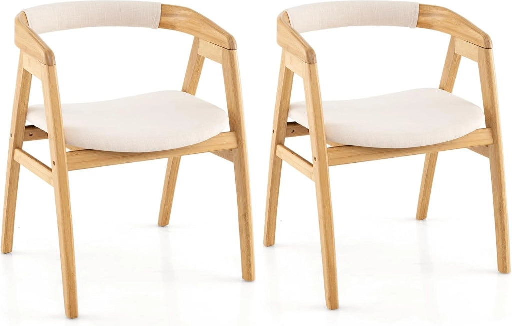 Sedia da pranzo in bambù, seduta imbottita, schienale confortevole, gambe antiscivolo, carico 150 kg, struttura stabile a forma di A, sedia in legno bohemien, per soggiorno, balcone (2)