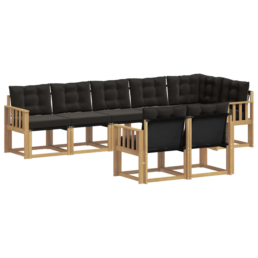 Set di divani da esterno 8 pz Bianco e Nero 3389594