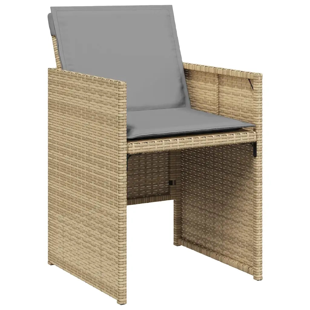 Set Pranzo da Giardino 11 pz con Cuscini Beige Misto Polyrattan 3277799