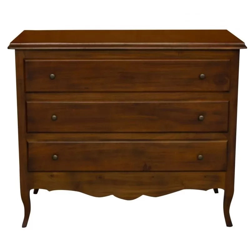 Cassettiera 3 cassetti arte povera legno noce bassano 107x52x89 (762) - Mobili 2G