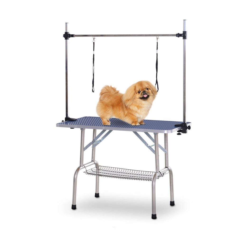 Tavolo da Toelettatura per Animali Pieghevole con Ripiano ¨C Xylo ¨C Acciaio Nero 107x60x170 cm